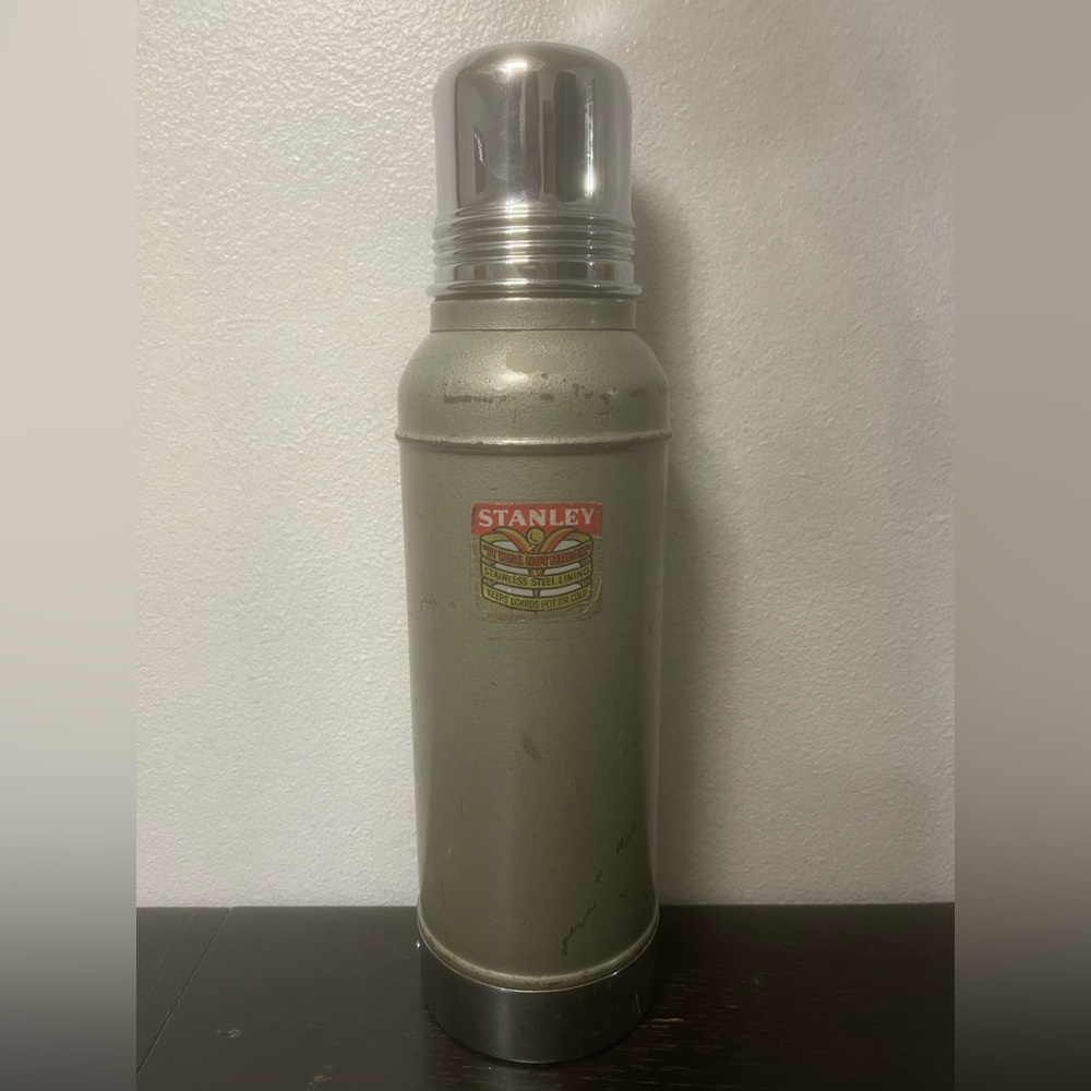 Vintage Stanley USA Super Vac Thermos w/ Cork Stopper, Rustic Patina